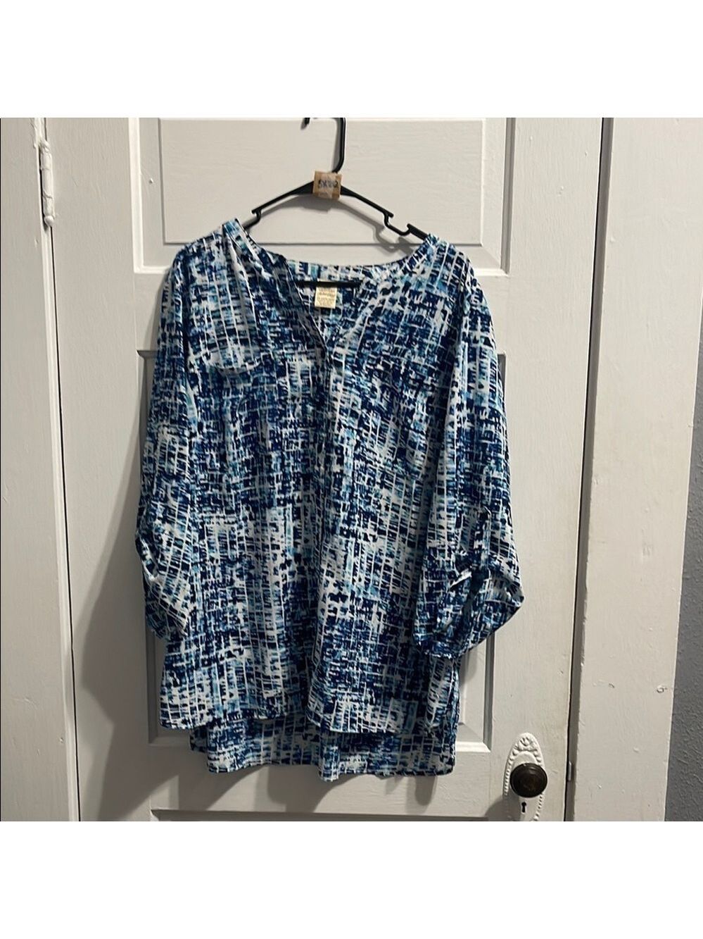 Blue Patterned Women's Top - Picture 2 of 5